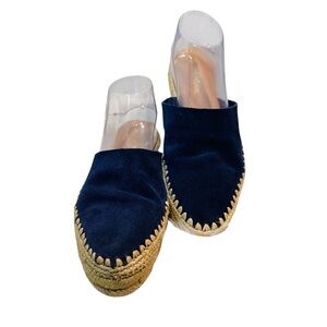 Sam Edelman Austin Blue Suede Espadrille Mule Slip-On Shoes Sz-9